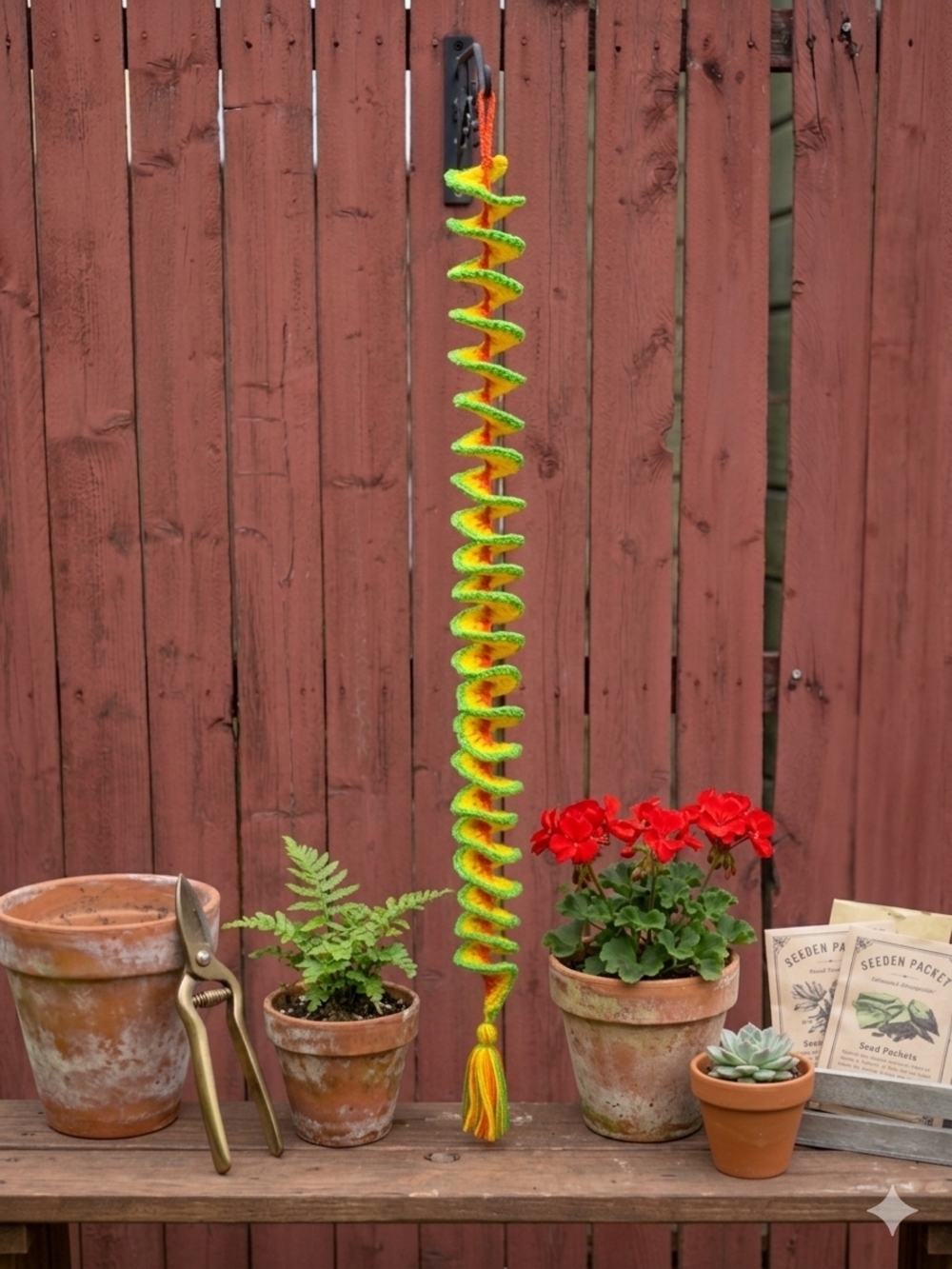 Vibrant Yellow and Green Spiral Reptile Hide Toy